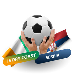 Soccer football competition match, national teams ivory coast vs serbia