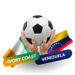 Soccer football competition match, national teams ivory coast vs venezuela