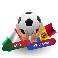 Soccer football competition match, national teams italy vs moldova