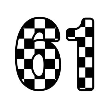 Number 61 with Checkered Print, sixty one