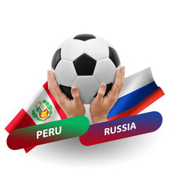 Soccer football competition match, national teams peru vs russia