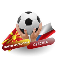 Soccer football competition match, national teams north macedonia vs czechia