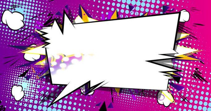 Science Webinar. Motion poster. 4k animated Comic book word text moving on abstract comics background. Retro pop art style.