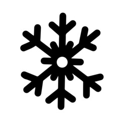 Snowflake vector icon. Hand-drawn sketch isolated on white background. Ice crystal silhouette, engraving. Simple doodle, flat style. Festive concept for decoration, seasonal holidays design.