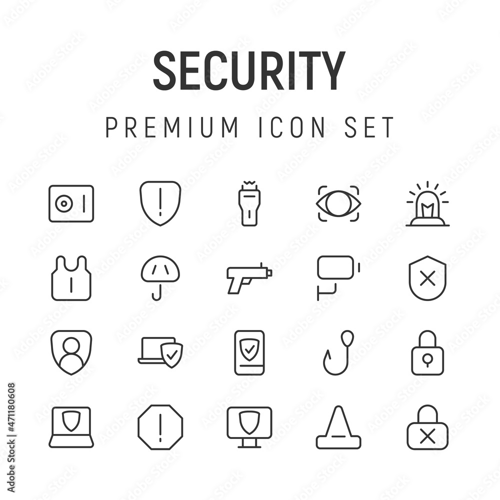 Canvas Prints simple line set of security icons.