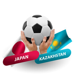 Soccer football competition match, national teams japan vs kazakhstan