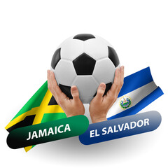 Soccer football competition match, national teams jamaica vs el salvador