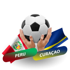 Soccer football competition match, national teams peru vs curacao