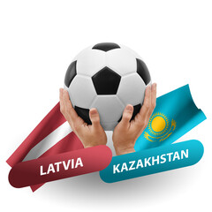 Soccer football competition match, national teams latvia vs kazakhstan