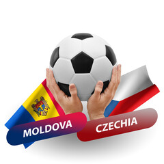 Soccer football competition match, national teams moldova vs czechia
