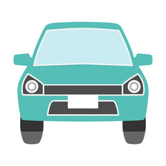 Car front view icon - cyan blue compact car