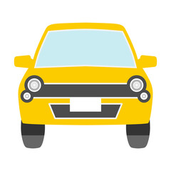 Car front view icon - yellow compact car