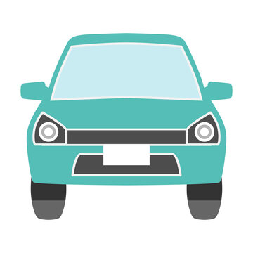 recommend clip art: Car front view icon - cyan blue compact car