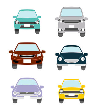 Set of car front view icon - Six types variation