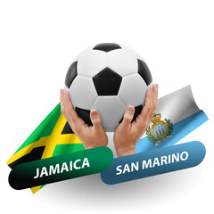 Soccer football competition match, national teams jamaica vs san marino