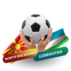 Soccer football competition match, national teams north macedonia vs uzbekistan