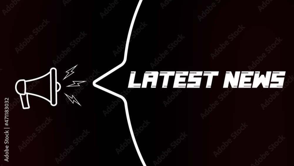 Poster megaphone with speech bubble and latest news text on old tv glitch interference screen. animation of