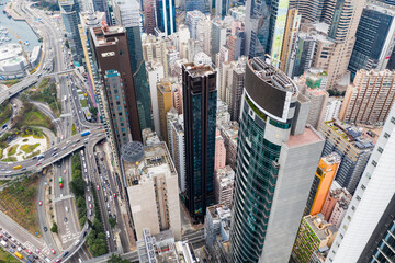Top view of Hong Kong city