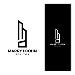 MD lettering, real estate, realtor, minimalist unique logo icon concept