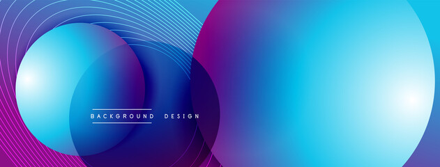 Gradient circles with shadows. Vector techno abstract background. Modern overlapping forms wallpaper background, design template