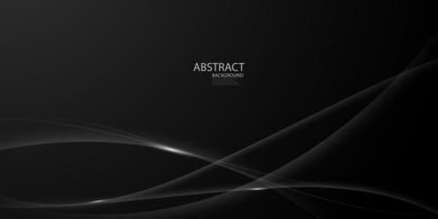 Black abstract pattern and dynamic background poster decorated with beautiful white lines. Illustration in vector format