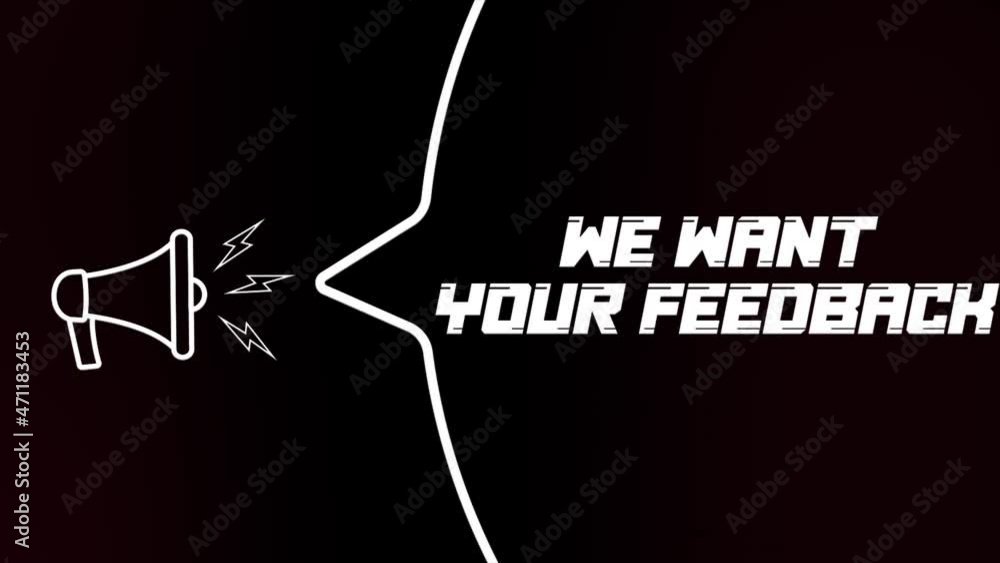 Fototapete megaphone with speech bubble and we want your feedback text on old tv glitch interference screen. an