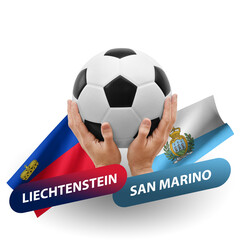 Soccer football competition match, national teams liechtenstein vs san marino