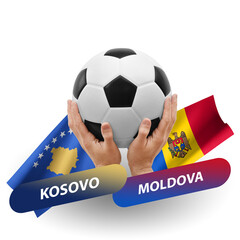 Soccer football competition match, national teams kosovo vs moldova
