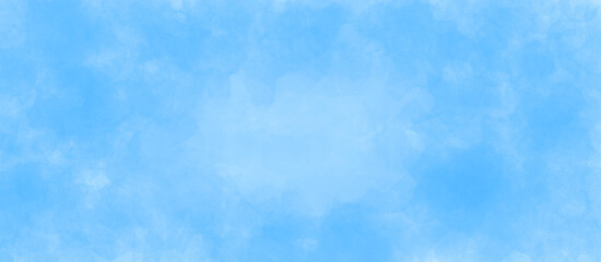 Blue watercolor grunge texture, blue watercolor painted mottled blue background with vintage marbled textured design on cloudy sky blue banner