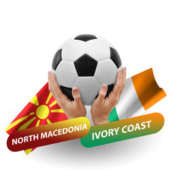 Soccer football competition match, national teams north macedonia vs ivory coast
