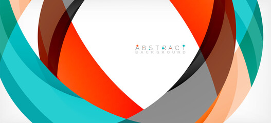 Geometric abstract background. Circle created with overlapping color shapes. Vector Illustration For Wallpaper, Banner, Background, Landing Page