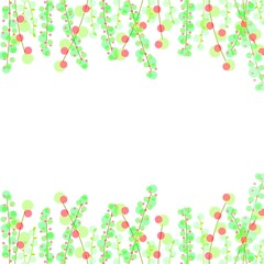 草花のシンプルフレーム　緑色