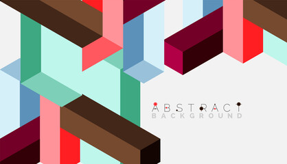 Abstract background. 3d cubes, cubic elements and blocks. Techno or business concept for wallpaper, banner, background, landing page