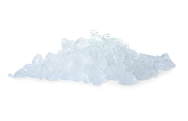 Heap of crushed ice on white background