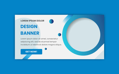 banner design with a combination of white and blue colors provided a place for the product to be placed on the banner.