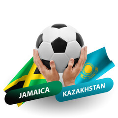 Soccer football competition match, national teams jamaica vs kazakhstan