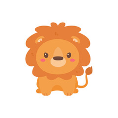 Obraz na płótnie Canvas Wild animal cartoons. cute lion king vector elements for children