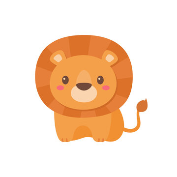 Wild animal cartoons. cute lion king vector elements for children