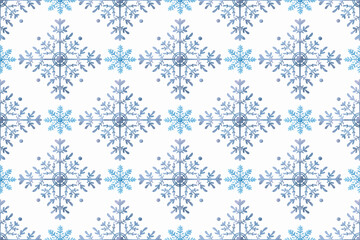 Winter horizontal background. Geometric snowflakes on a white background