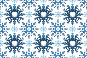 Naklejka na ściany i meble Winter horizontal background. Geometric snowflakes on a white background