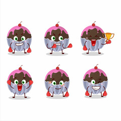 A sporty brigadeiro chocolate candy boxing athlete cartoon mascot design