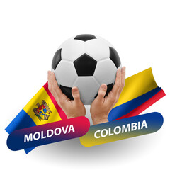 Soccer football competition match, national teams moldova vs colombia