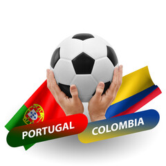 Soccer football competition match, national teams portugal vs colombia