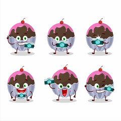 Photographer profession emoticon with brigadeiro chocolate candy cartoon character
