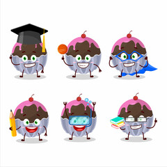 School student of brigadeiro chocolate candy cartoon character with various expressions