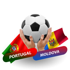 Soccer football competition match, national teams portugal vs moldova