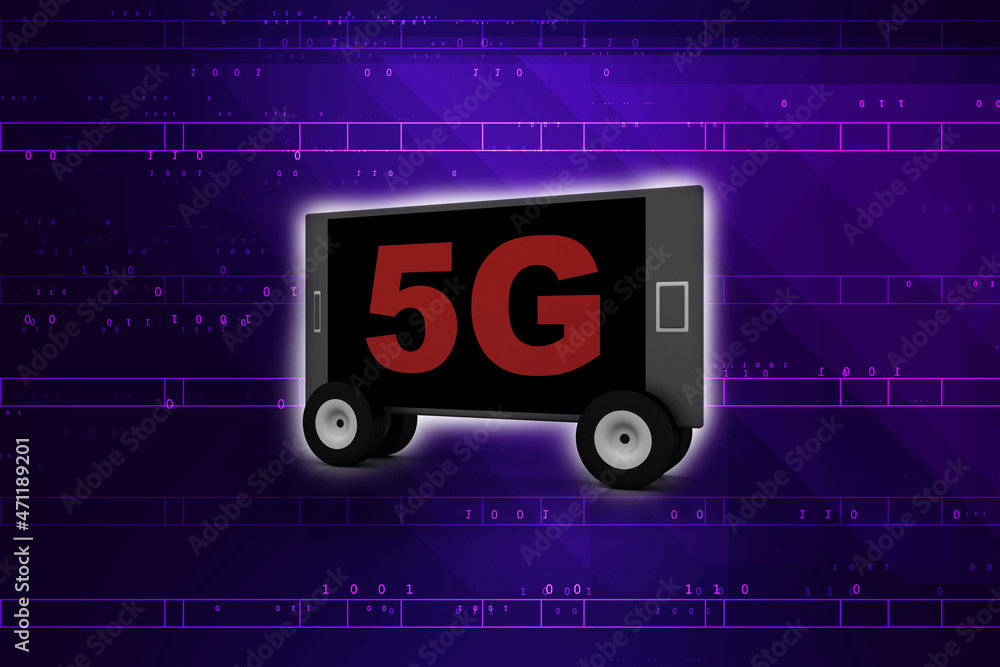 Poster 3d rendering 5g network mobile with data