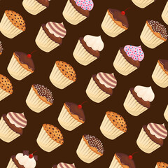 Seamless cupcakes pattern concept vector illustration dessert