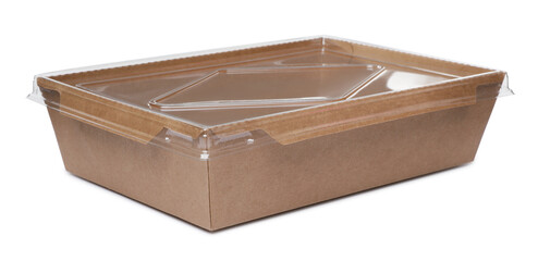 Empty paper container for food isolated on white