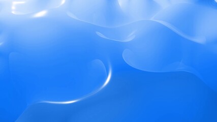 Stylish abstract background, surface of soft translucent material. Creative soft bright 3d bg with inner glow for festive events. Blue gradient. 3d render
